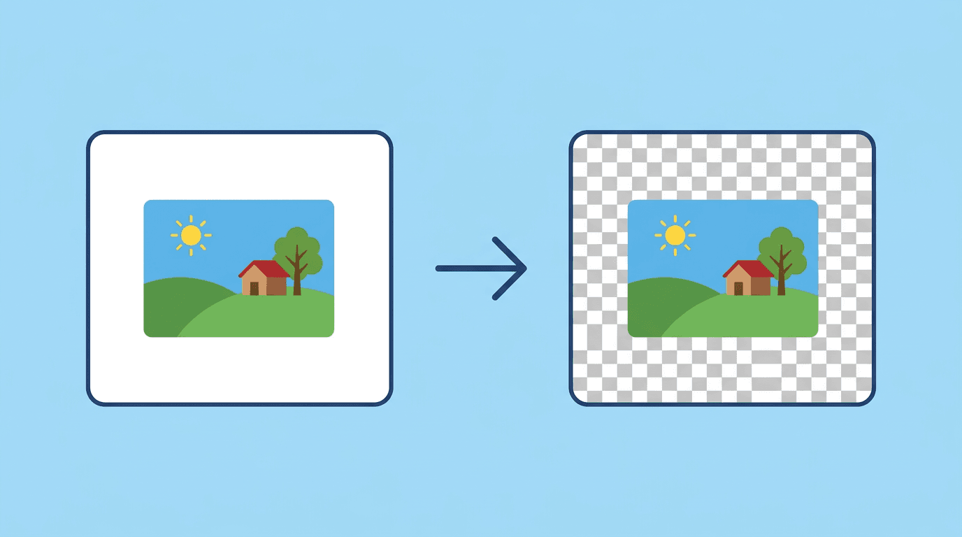 Visual overview of converting a JPG image into a transparent PNG