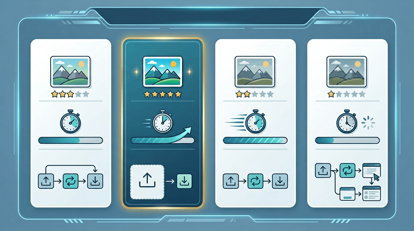 多款免费 HEIC 转 JPG 工具的对比图，标注推荐选项