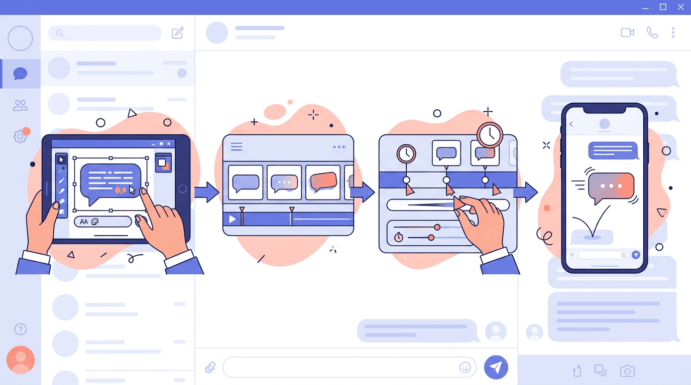 Workflow for designing animated text bubbles and exporting a GIF text message effect