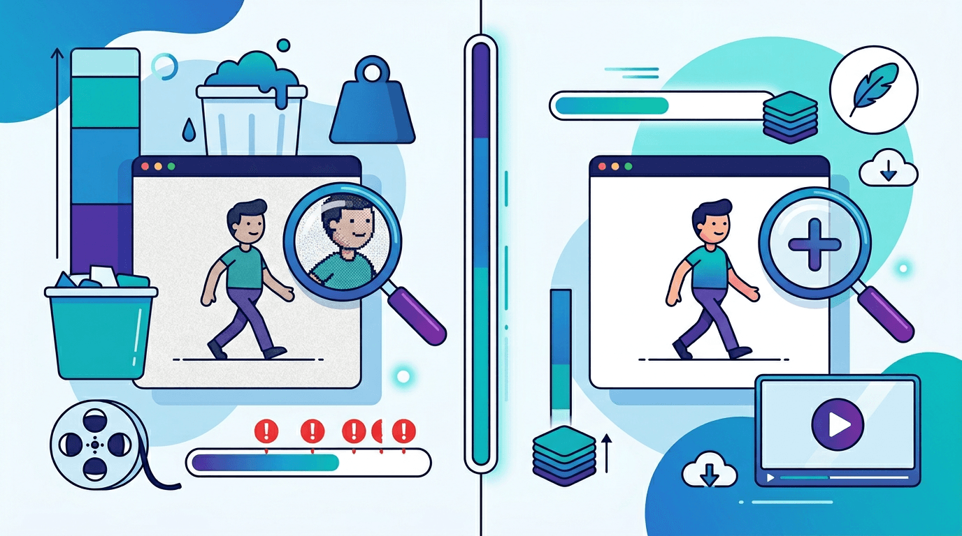 Visual comparison between GIF and WebP animation showing file size and quality tradeoffs
