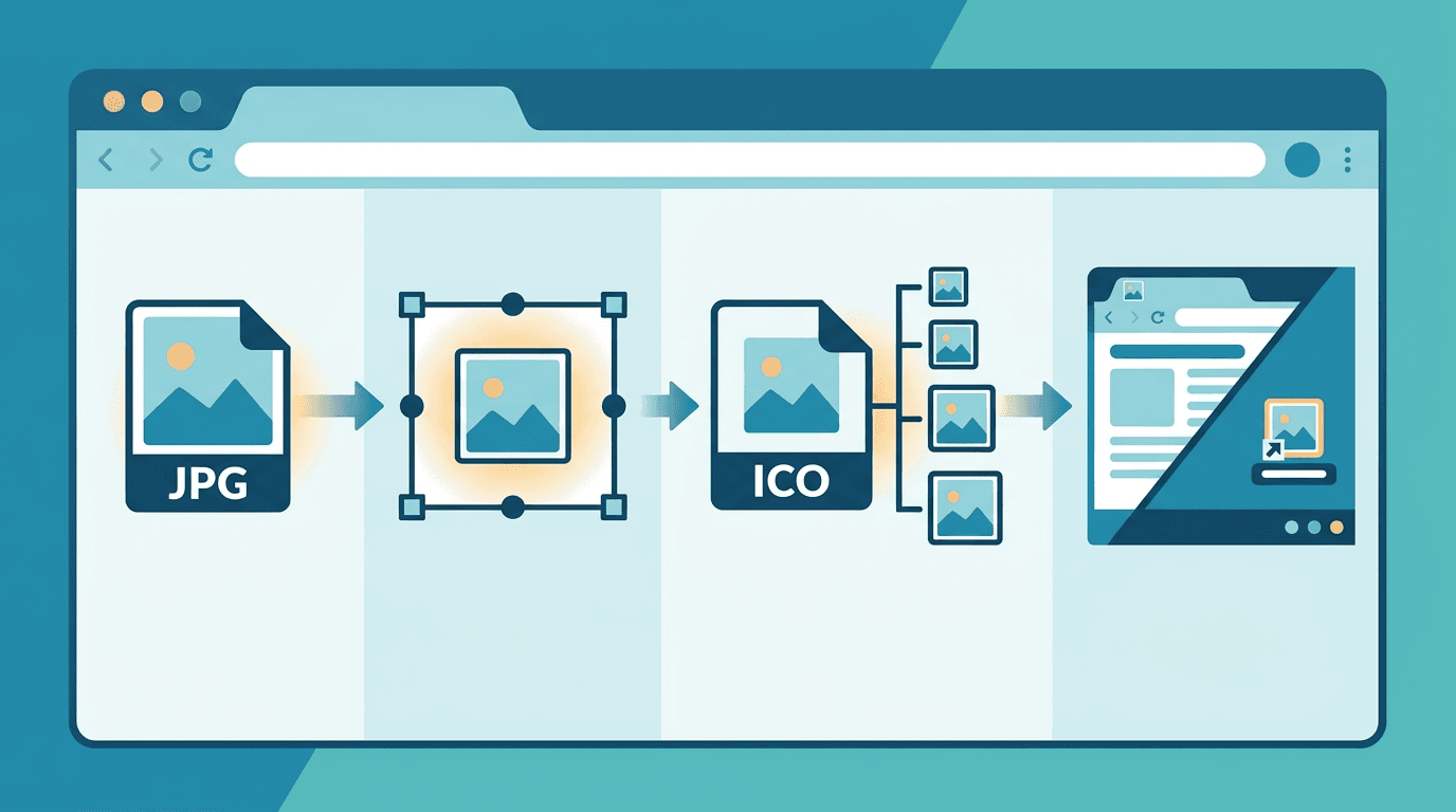 Workflow for converting a JPG image into multi-size ICO favicon assets