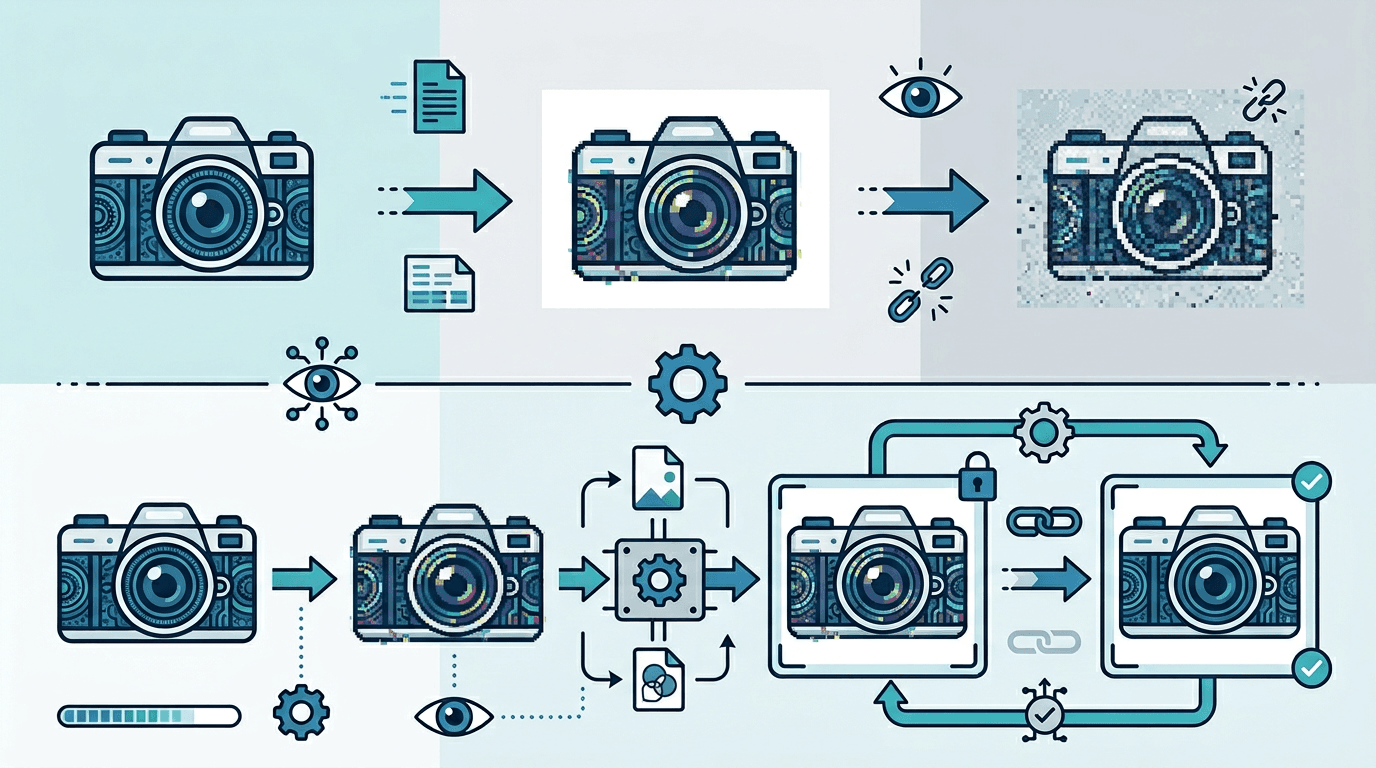 Visual explanation of JPG artifacts versus PNG preservation without restoring lost detail