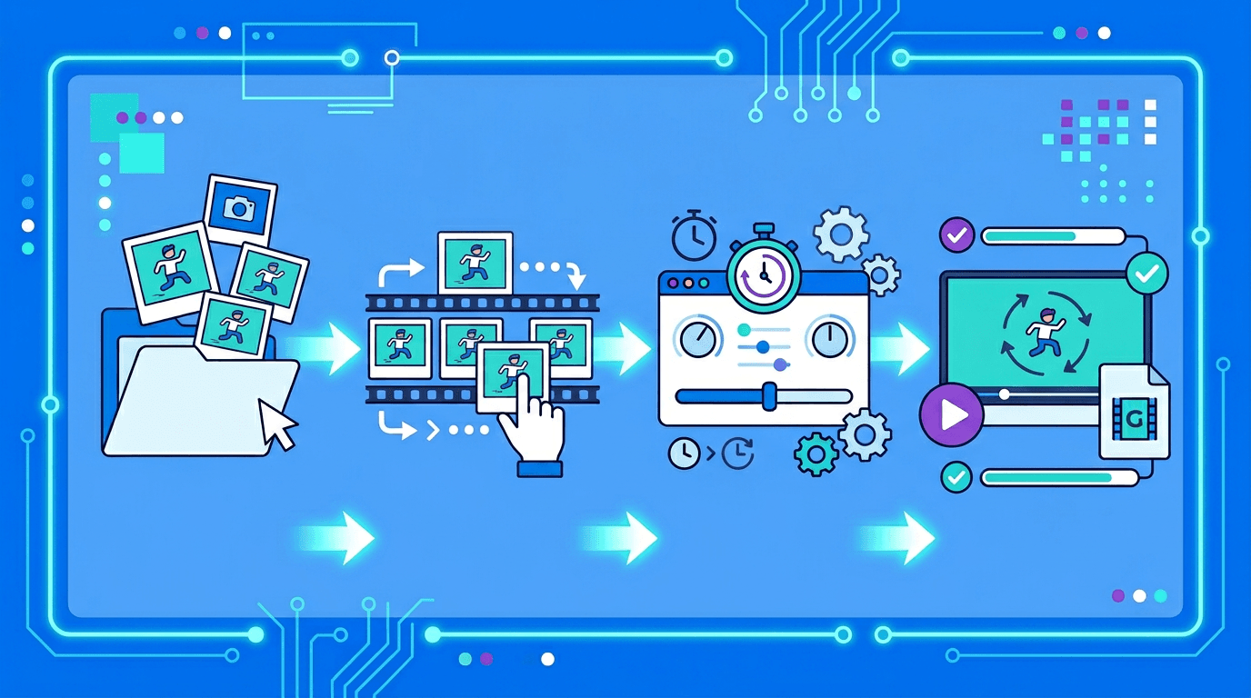 Workflow showing multiple JPG photos combined into an animated GIF sequence