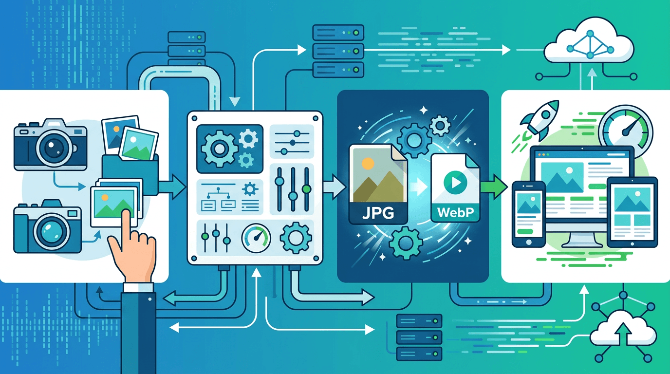 Workflow for converting JPG images into optimized WebP files for website delivery
