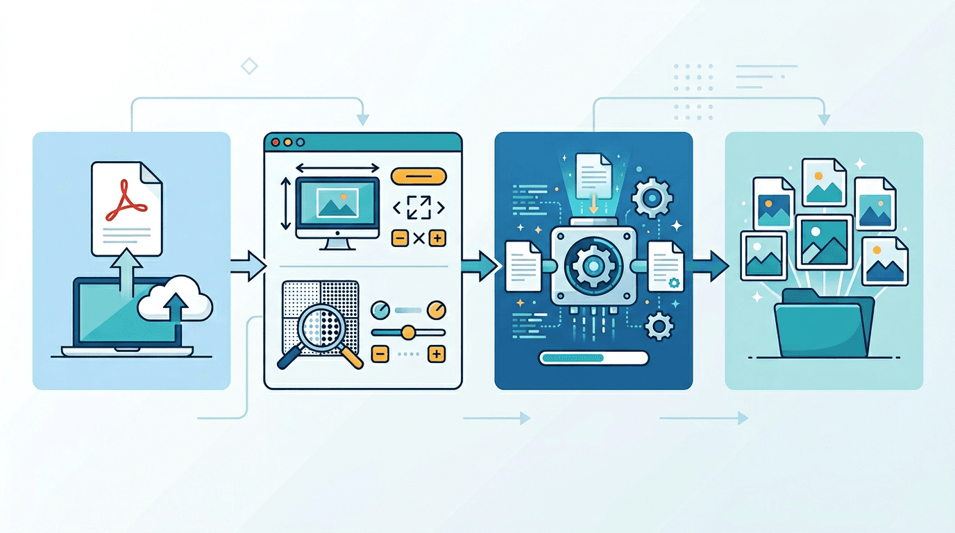 Workflow for converting PDF pages into high-quality raster images with DPI control
