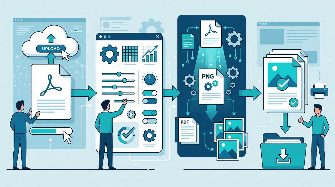 Workflow for converting PDF files into high-resolution PNG pages for print and professional use
