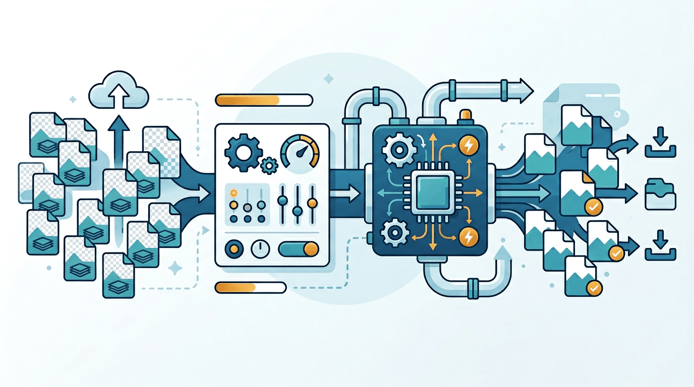 Bulk workflow for converting many PNG files into JPG images with shared settings