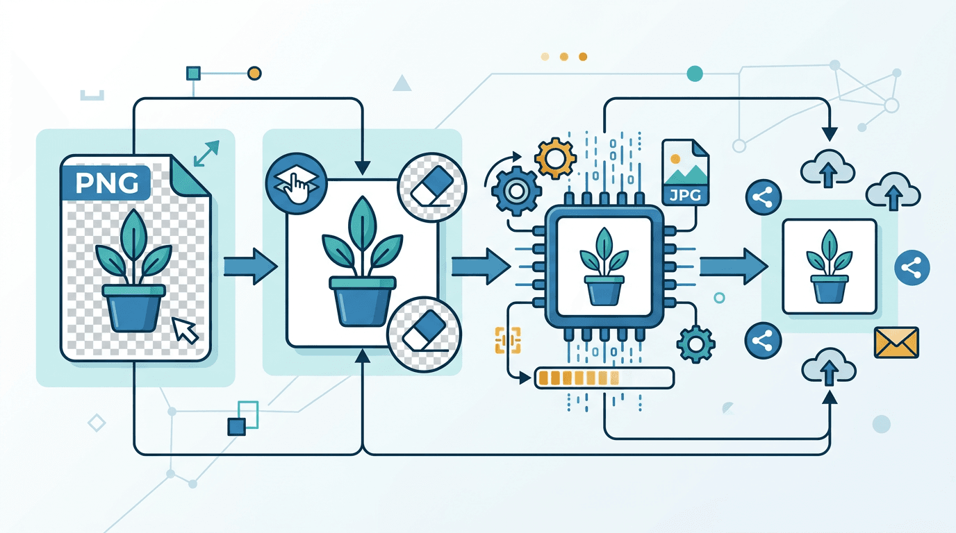 Workflow for converting a transparent PNG image into a smaller JPG file for sharing
